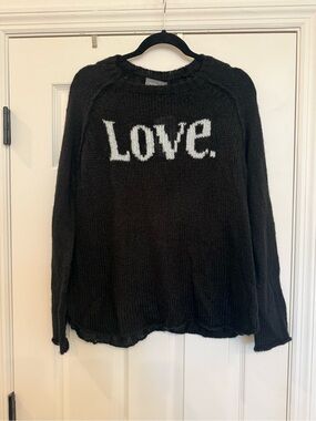NWT Wooden Ships LOVE Slouchy Knit Mohair Wool Lightweight Sweater M/L in Black